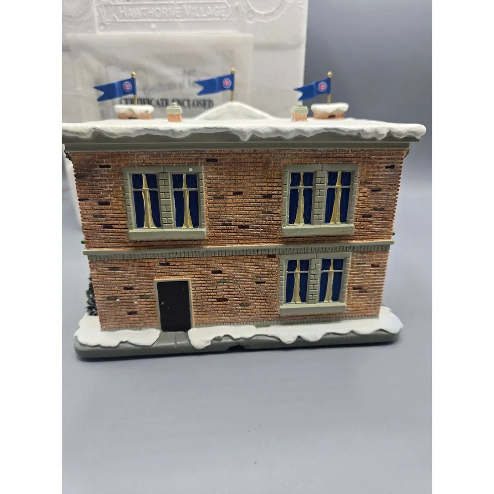 Hawthorne Village Chicago Cubs Barber Shop Christmas Village Wrigley Lighted COA